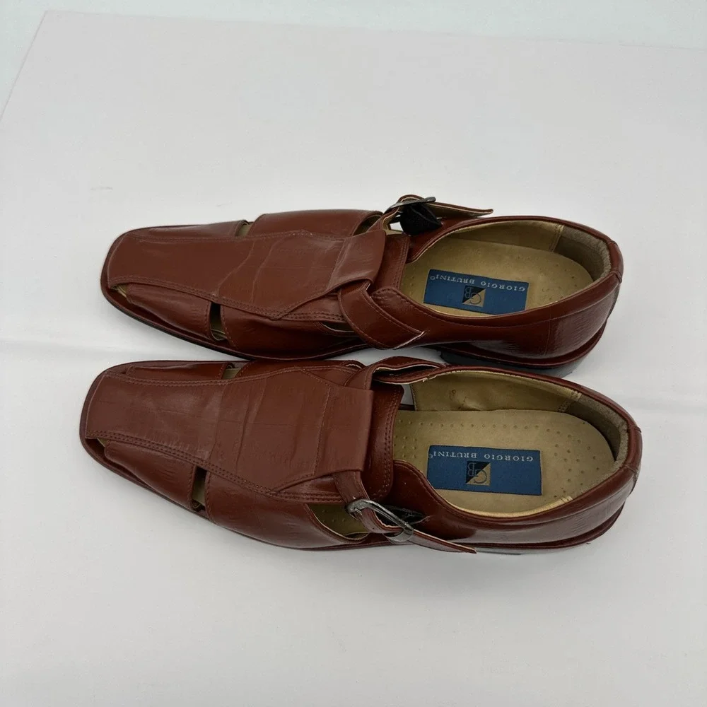 Vintage Giorgio Brutini Brown Fisherman Dress Sandals Men's 8.5 M NWOB